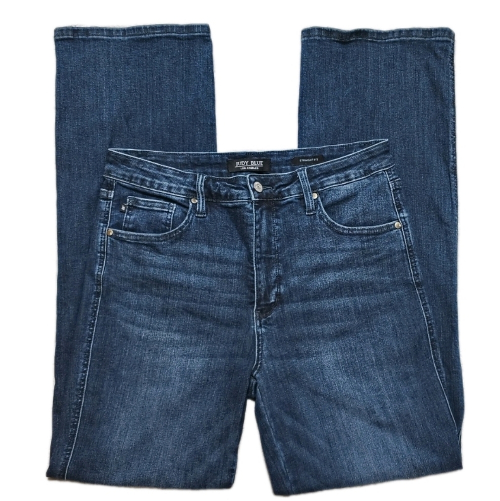 Judy Blue Mid Rise Tummy Control Straight Jeans Women's 15/32 Classic Effortless - Picture 4 of 13